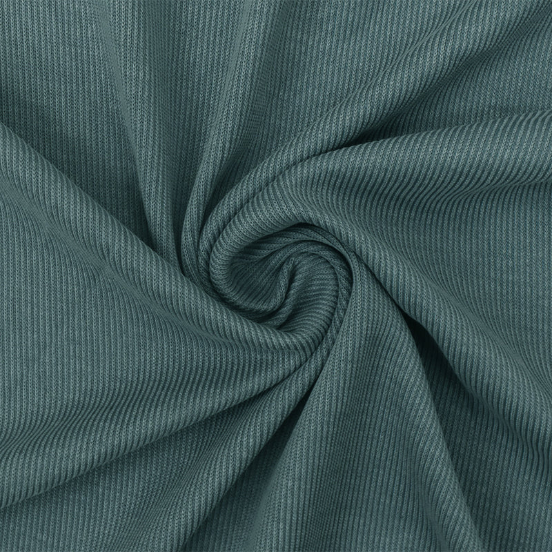 Teal Solid Stretch Spandex Poly Rayon Rib Knit Fabric