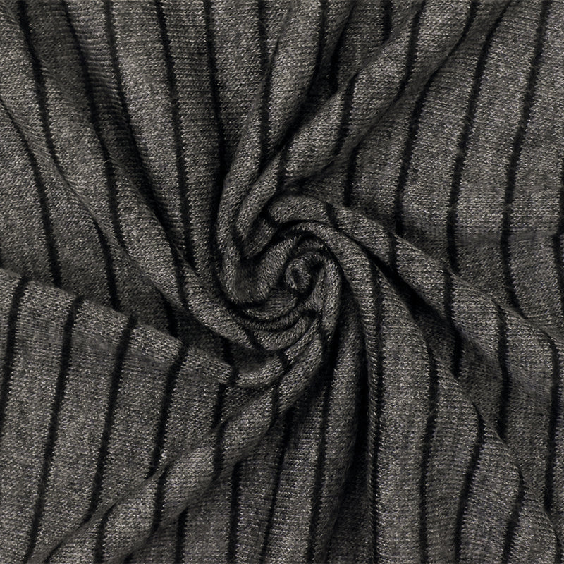 Dark Gray-Black Stripe Stretch Poly Jersey Knit Fabric