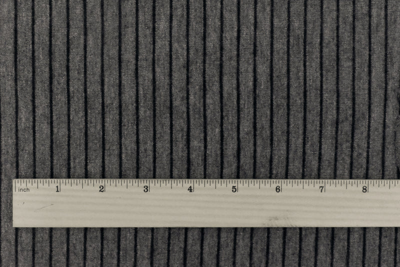 Dark Gray-Black Stripe Stretch Poly Jersey Knit Fabric