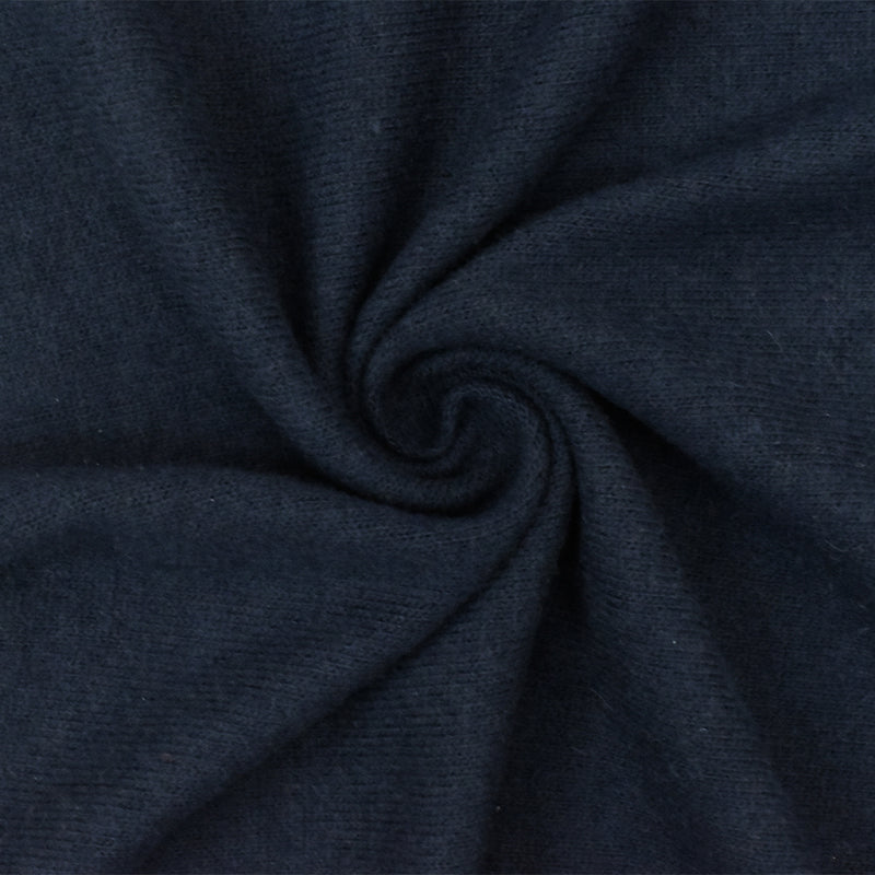 Deep Navy Solid Stretch Brushed Jersey Knit Fabric