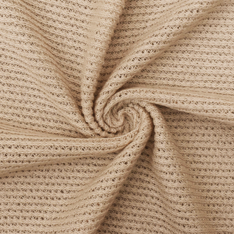 Beige Solid Stretch Poly Spandex Sweater Knit Fabric