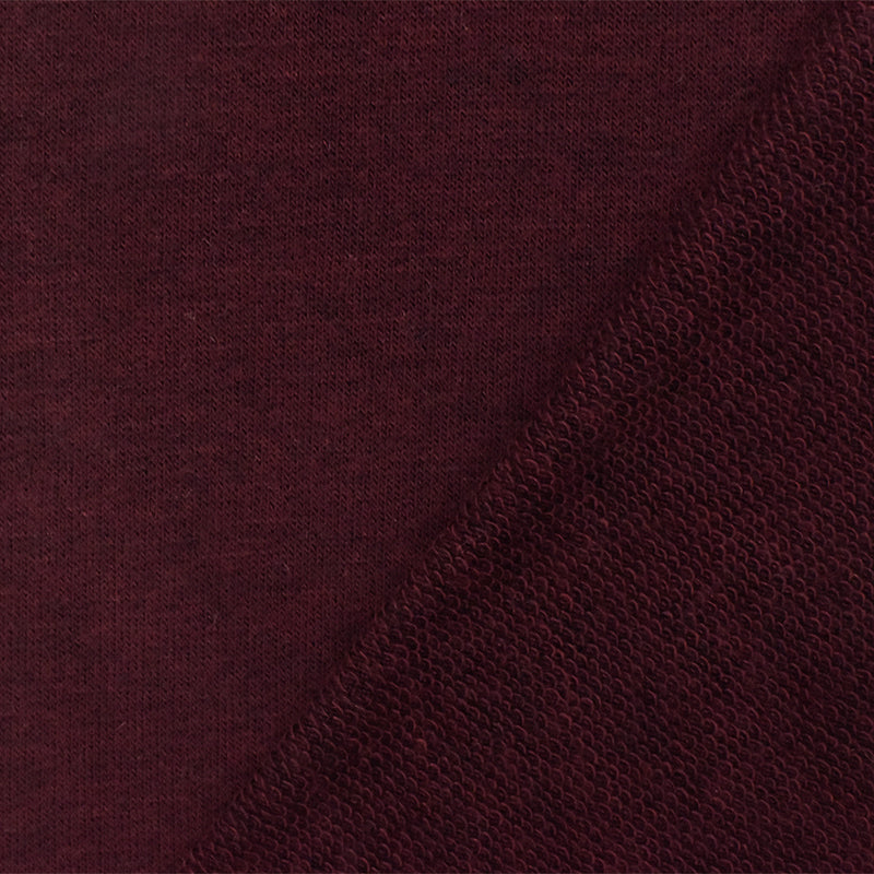 Dark Burgundy Red Texture Stretch Baby French Terry Knit Fabric
