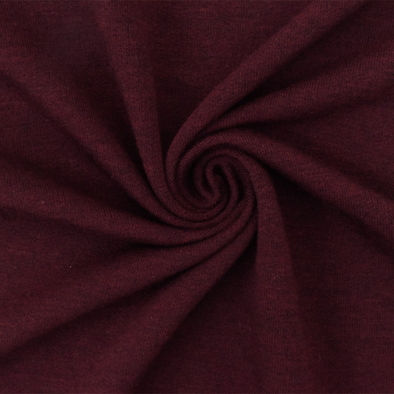 Dark Burgundy Red Texture Stretch Baby French Terry Knit Fabric