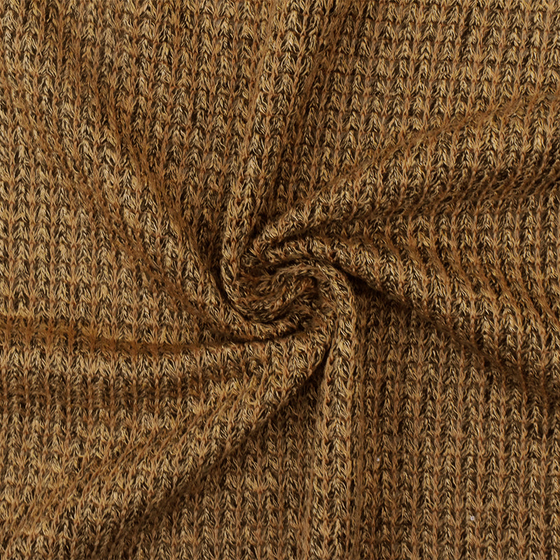 Camel Brown-Orange-Black Texture Stretch Thermal Knit Fabric