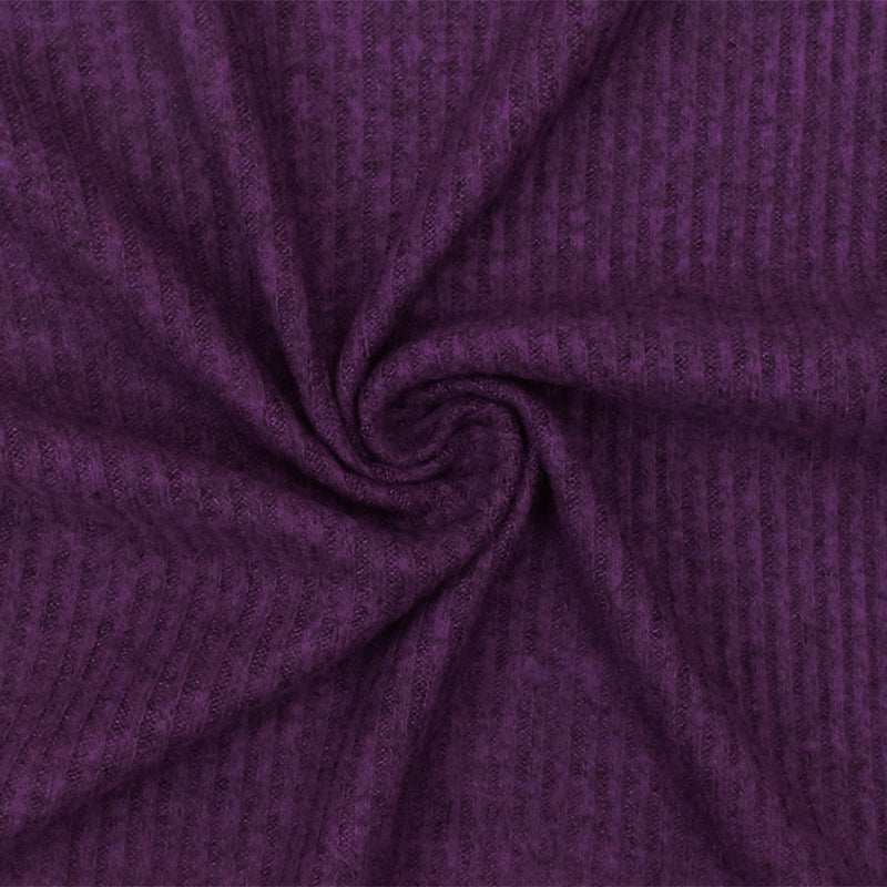 1 3/4 YD PC-Fruit Purple-Black Texture Stretch Brushed Rib Knit Fabric