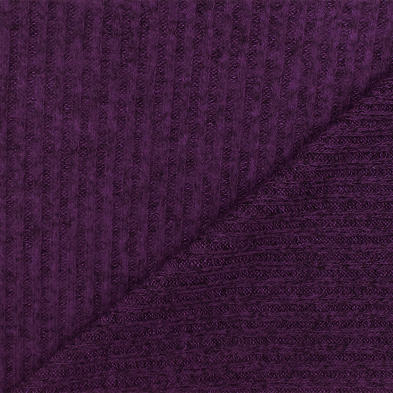 1 3/4 YD PC-Fruit Purple-Black Texture Stretch Brushed Rib Knit Fabric