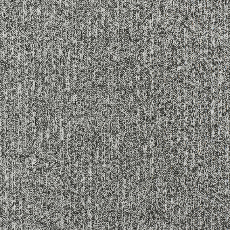 Black-White Texture Stretch Poly Blend Brushed Back 2X2 Rib Knit Fabric