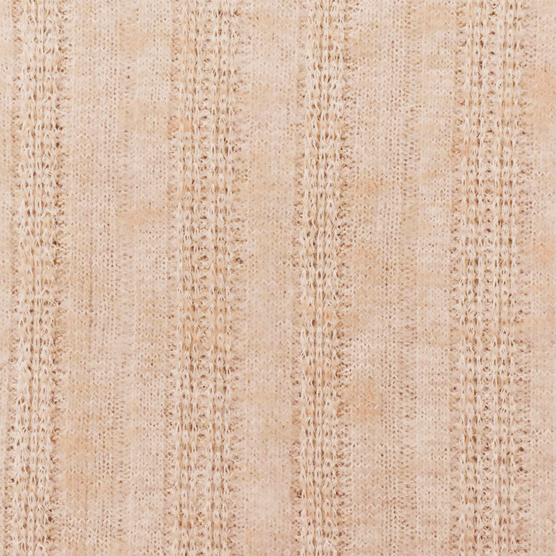 2 YD PC-Peach-White Texture Stretch Spandex Poly Blend Brushed Rib Knit Fabric