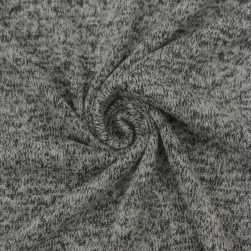 Heather Black-White Rayon Stretch Spandex Texture Hacci Jersey Knit Fabric