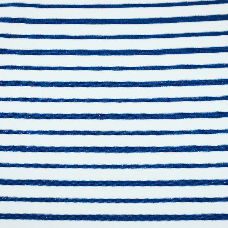Blue Sparkle-White Stripe Stretch Spandex Knit Fabric