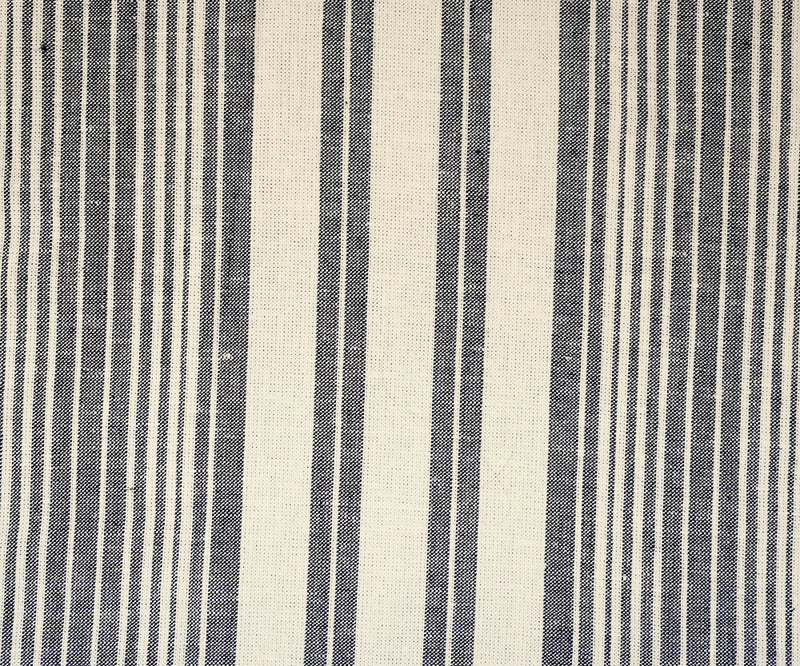 White-Deep Navy Stripe Cotton-Linen Shirting Woven Fabric