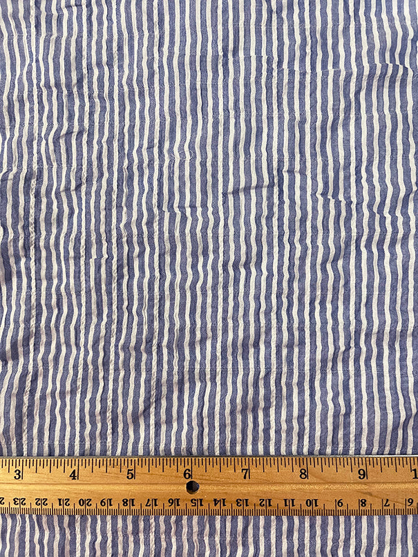 Blue and White Stripe Seersucker Lawn Fabric