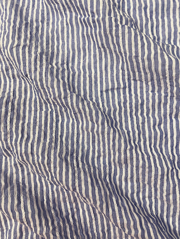 Blue and White Stripe Seersucker Lawn Fabric