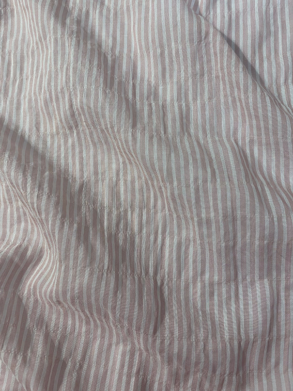 Pale Pink and White Stripe Seersucker Lawn Fabric