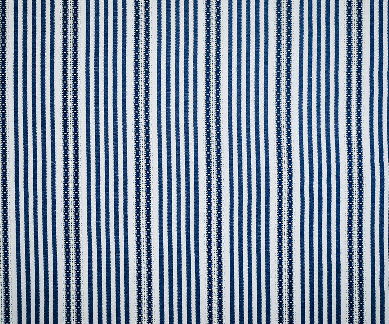 White-Blue Stripe Poly Woven Fabric