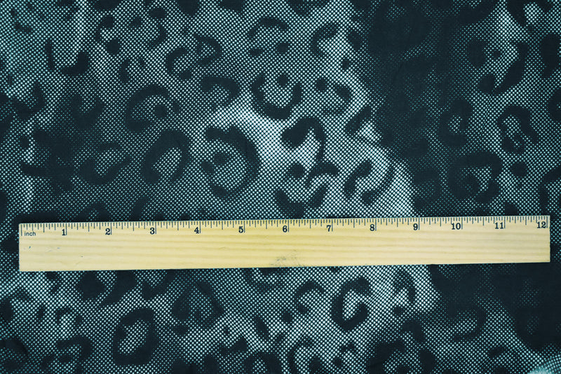 Navy-Multi Rayon Abstract Leopard Printed Challis Woven Fabric