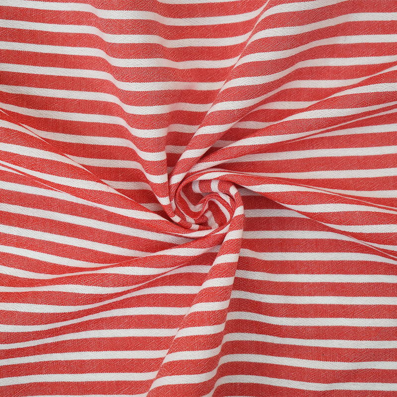 White Red Stripe Cotton-Linen Shirting Woven Fabric