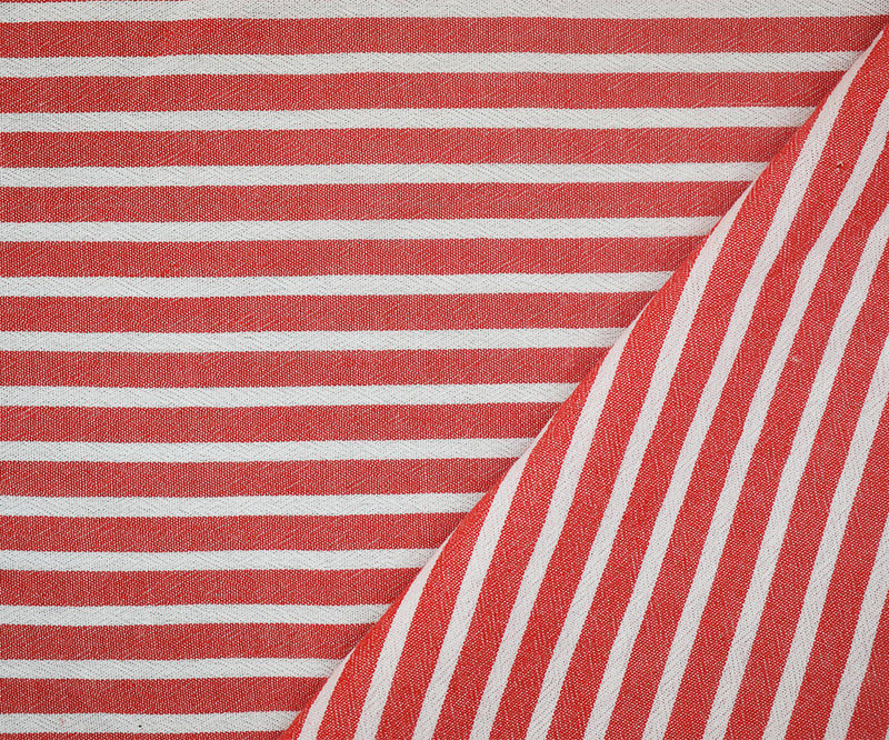 White Red Stripe Cotton-Linen Shirting Woven Fabric