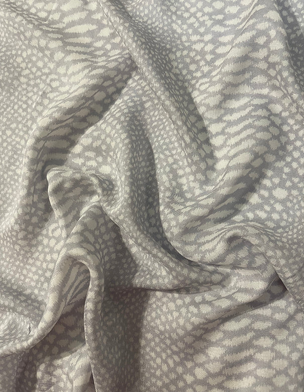 Pale Lavender and White Animal Print Batiste Fabric