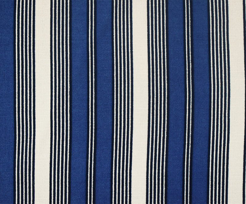Blue-White Stripe Printed Poly Stretch Crepe Momie Woven Fabric