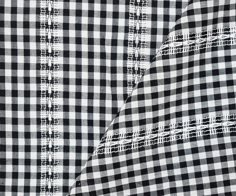 Black Cotton-Rayon Famous Maker Gingham Leno Stripe Woven Fabric