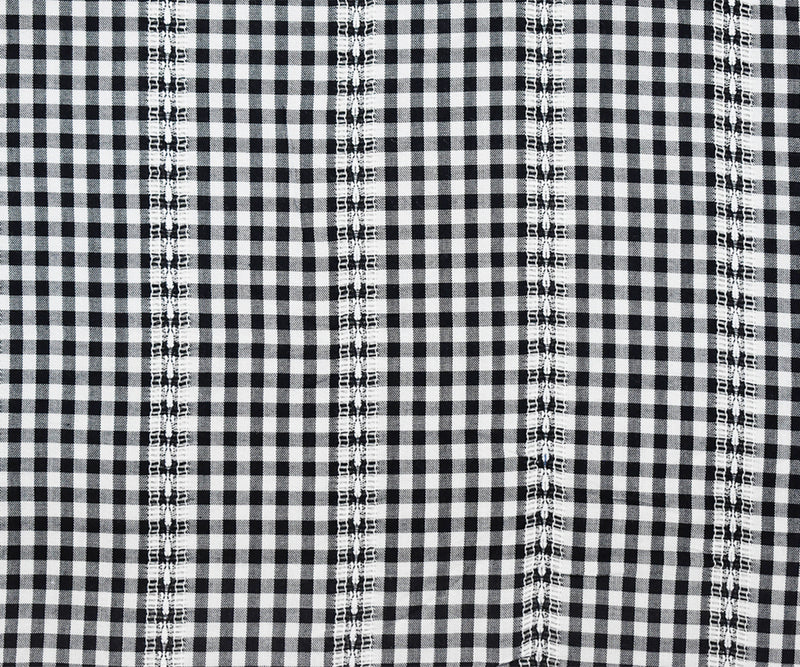 Black Cotton-Rayon Famous Maker Gingham Leno Stripe Woven Fabric