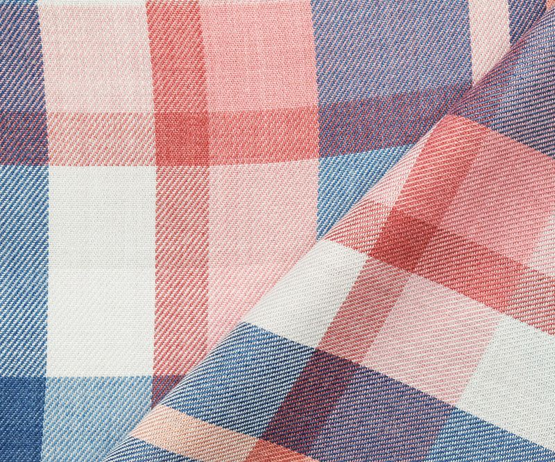 Blue-Red-Multi Rayon-Cotton Famous Maker Plaid Twill Woven Fabric