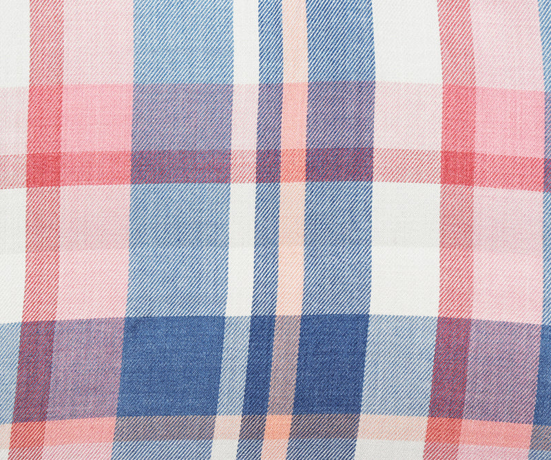 Blue-Red-Multi Rayon-Cotton Famous Maker Plaid Twill Woven Fabric