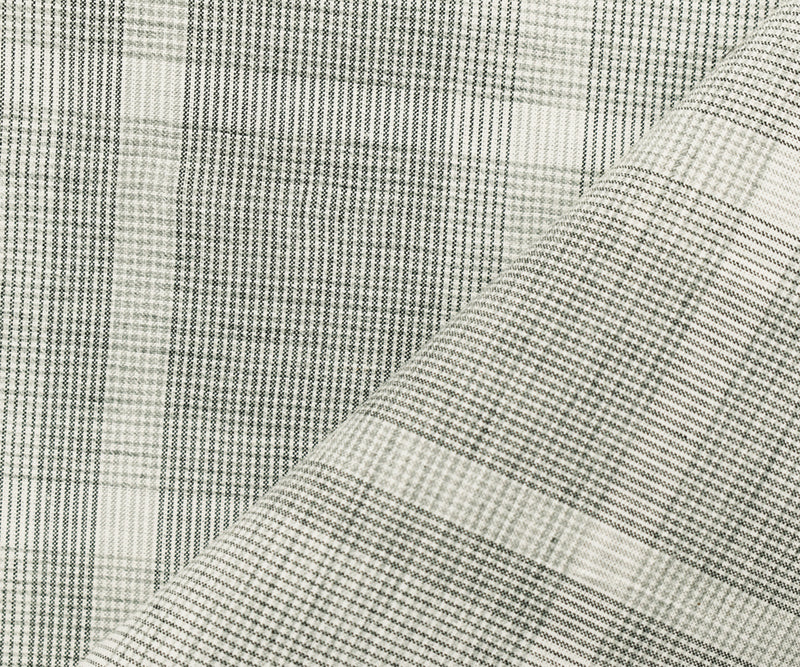 Gray-White Cotton Famous Maker Plaid Woven Shirting Fabric