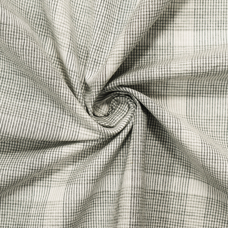Gray-White Cotton Famous Maker Plaid Woven Shirting Fabric
