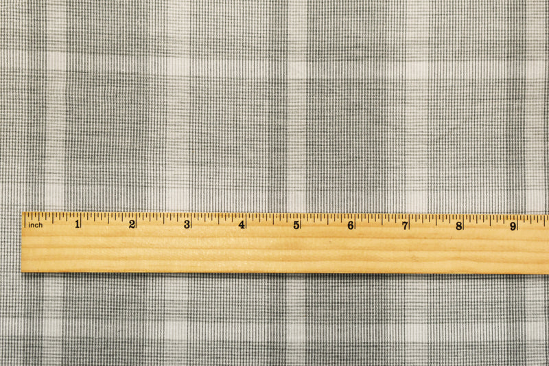 Gray-White Cotton Famous Maker Plaid Woven Shirting Fabric