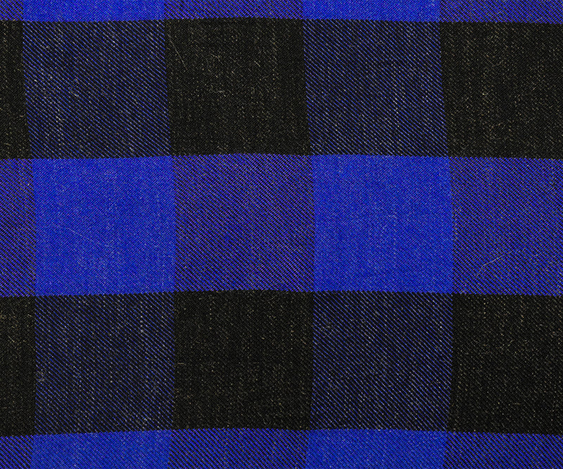 Blue-Black Cotton Famous Maker Check Twill Woven Fabric
