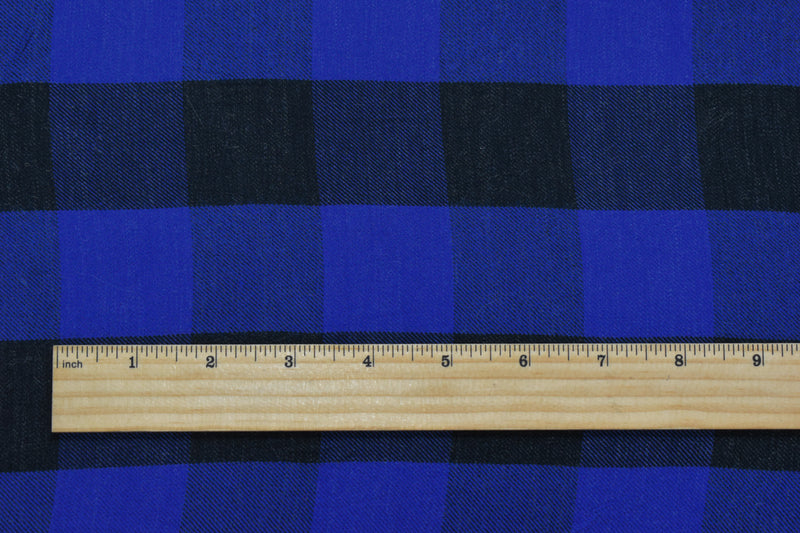 Blue-Black Cotton Famous Maker Check Twill Woven Fabric