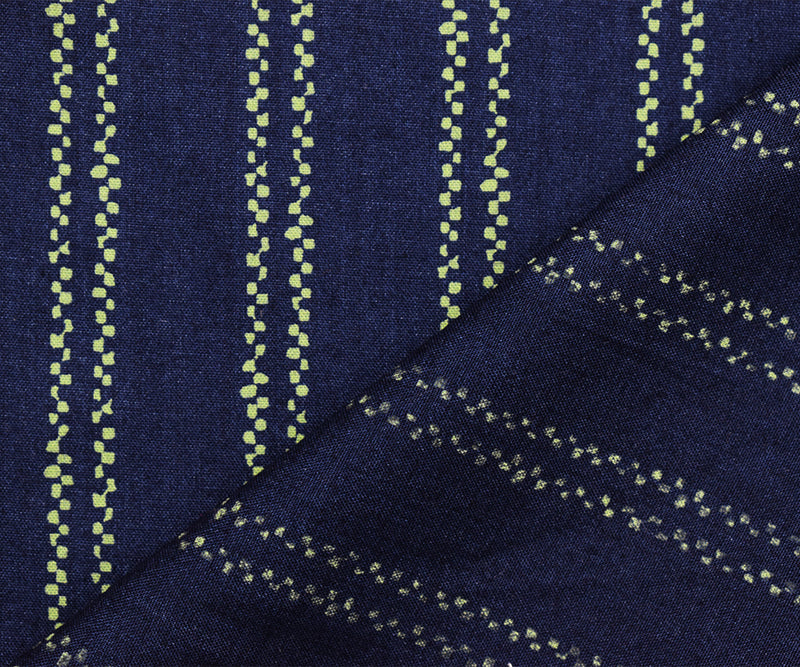 Navy Rayon-Cotton Famous Maker Abstract Stripe Voile Woven Fabric