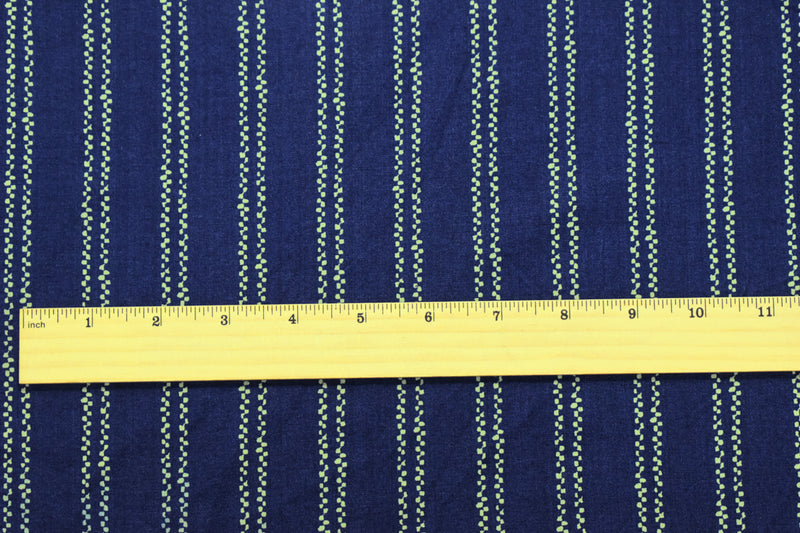 Navy Rayon-Cotton Famous Maker Abstract Stripe Voile Woven Fabric