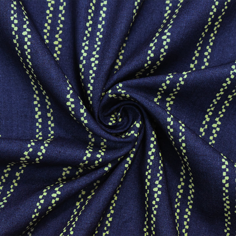 Navy Rayon-Cotton Famous Maker Abstract Stripe Voile Woven Fabric