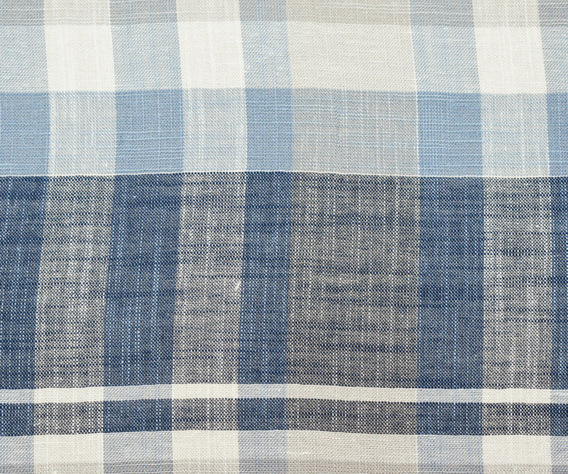 Blue-White Cotton Blend Famous Maker Plaid Check Woven Fabric