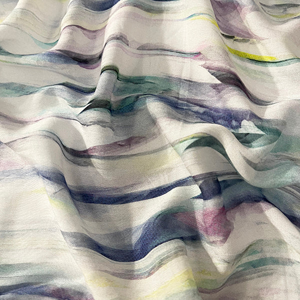 Watercolor Stripe Print Batiste Fabric