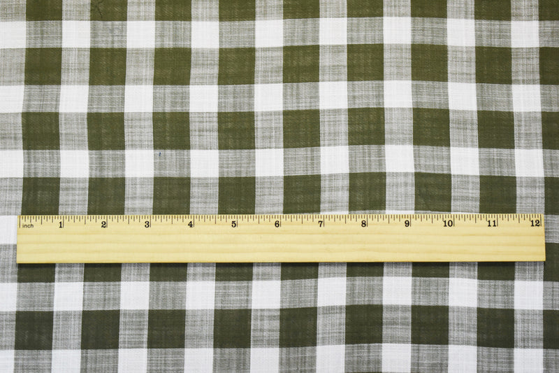 Deep Green-White Cotton Famous Maker Slub Gauze Woven Fabric