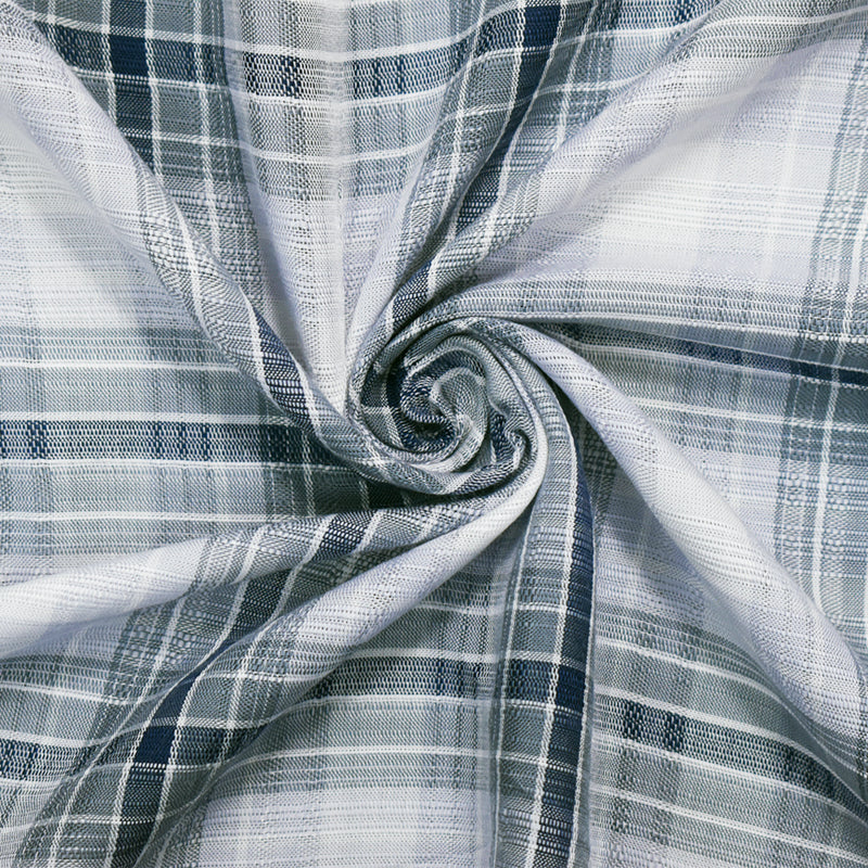 Navy- Purple-Multi Rayon Famous Maker Plaid Semi Sheer Dobby Woven Fabric