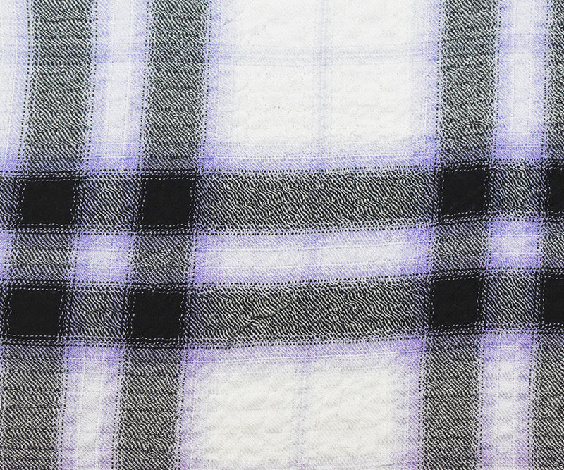 Black-Multi Rayon-Cotton Famous Maker Plaid Crinkle Woven Fabric