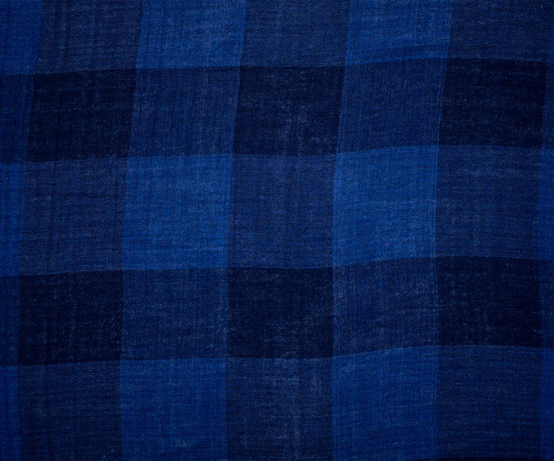 4 YD PC-Deep Navy-Blue Famous Maker Cotton Check-Plaid Double Gauze Woven Fabric