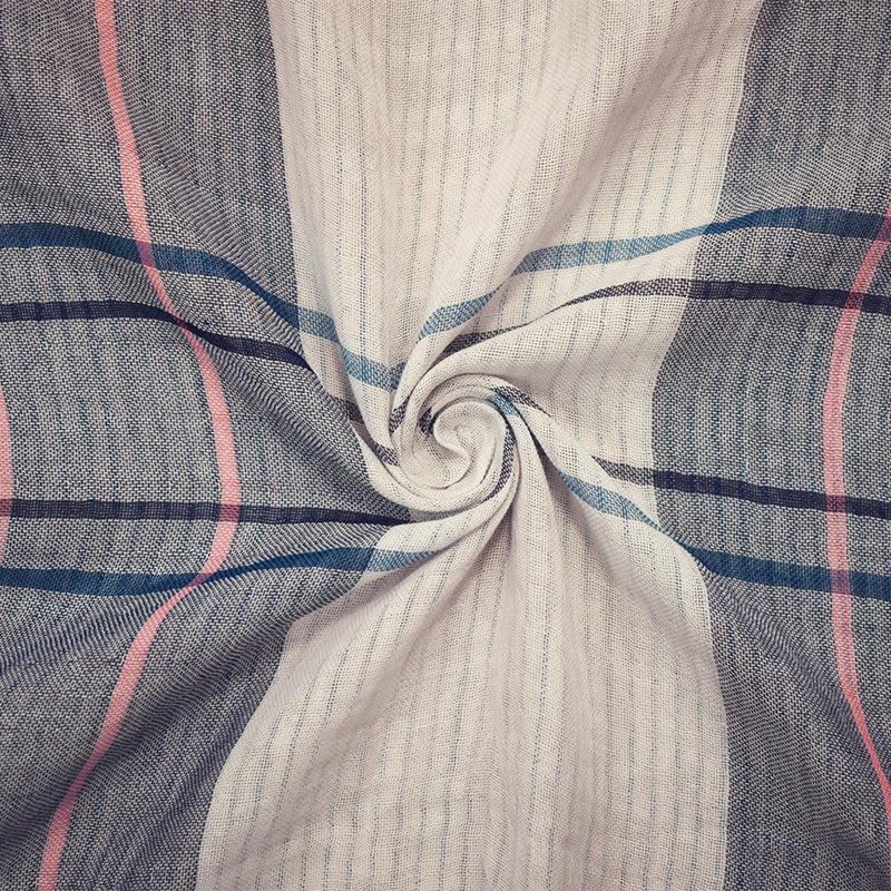Blue-White-Multi Famous Maker Cotton Plaid Double Gauze Woven Fabric