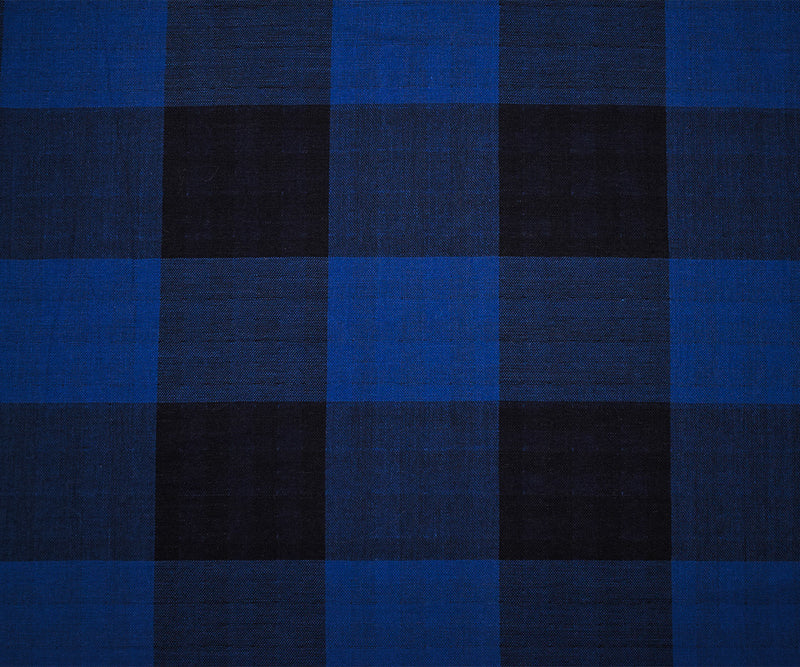 Black-Blue Famous Maker Cotton Check/Gingham Double Gauze Woven Fabric