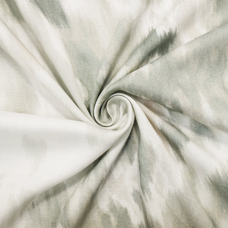 Gray-Beige-Off-White Rayon Abstract Watercolor Printed Twill Woven Fabric