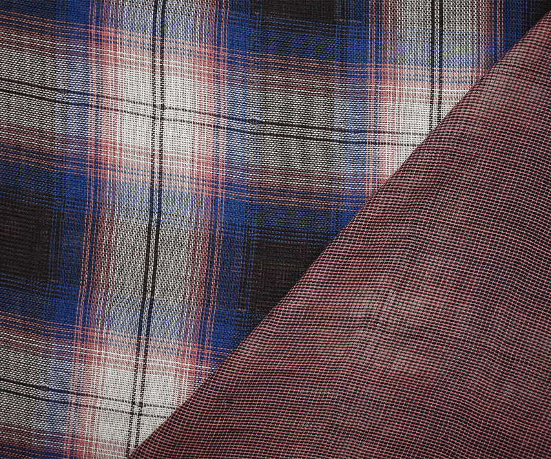 Blue-Pink-Multi Famous Maker Cotton Plaid Double Gauze Woven Fabric