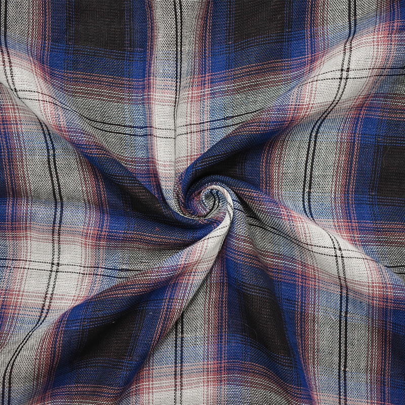 Blue-Pink-Multi Famous Maker Cotton Plaid Double Gauze Woven Fabric