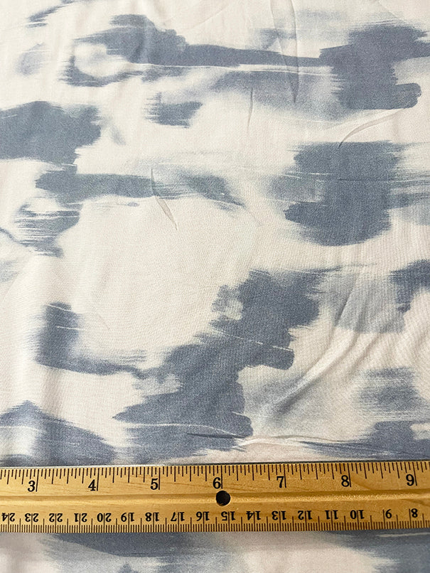Blue and White Cloud Print Batiste Fabric