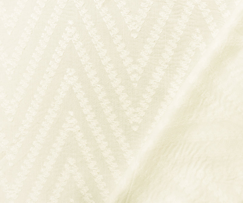 White Rayon Clip-Spot Chevron Texture Challis Woven Fabric