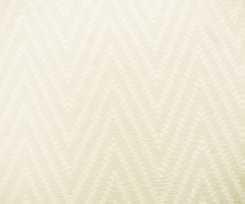 White Rayon Clip-Spot Chevron Texture Challis Woven Fabric